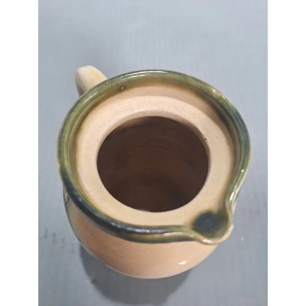 Vintage Watt Style Rooster Syrup Pitcher Yellowware Pottery Lid USA - Amazing!
